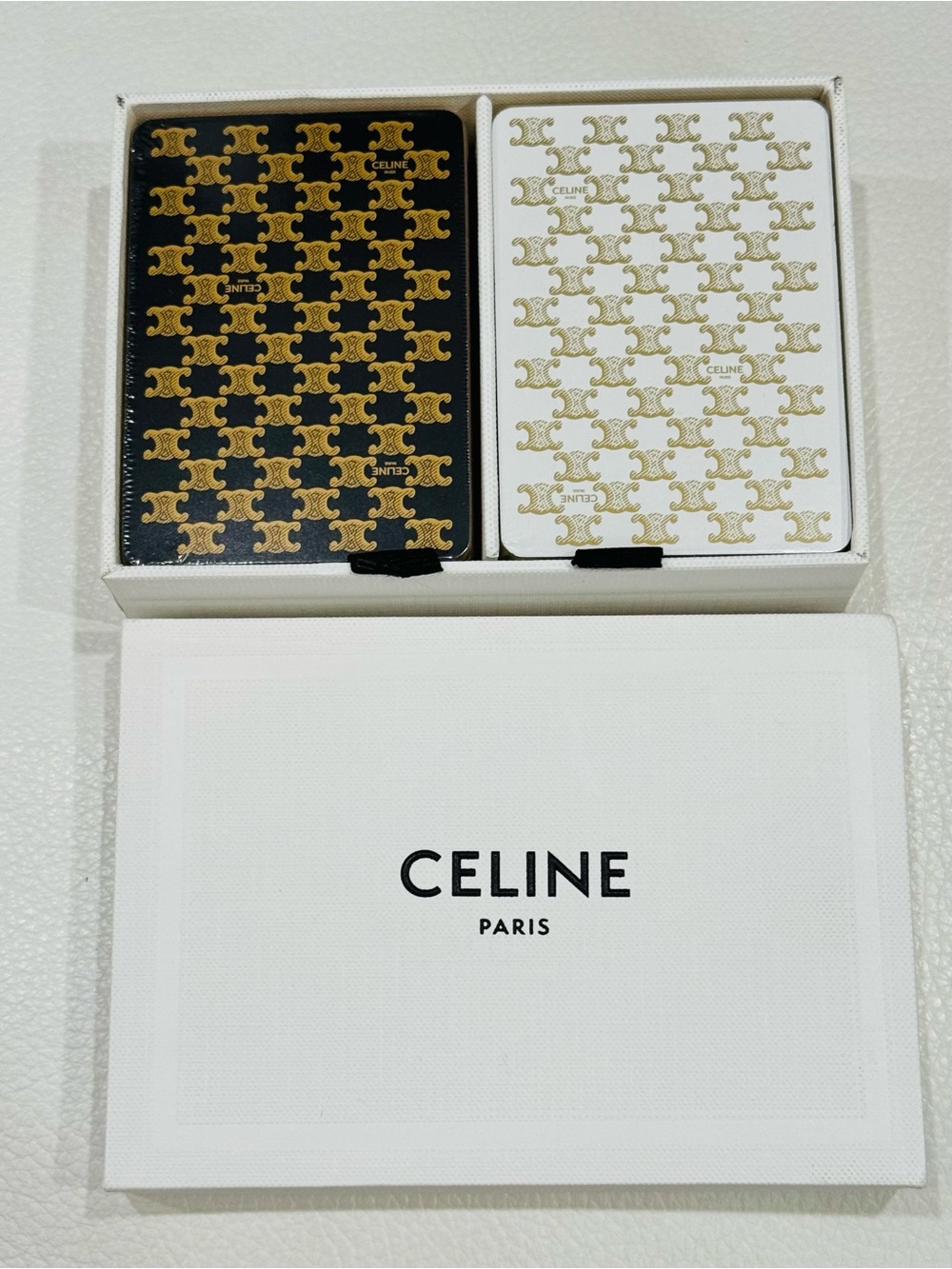 CELINE Black & White Patterned Playing Cards in Box - Gold Accents - Picture 3 of 5